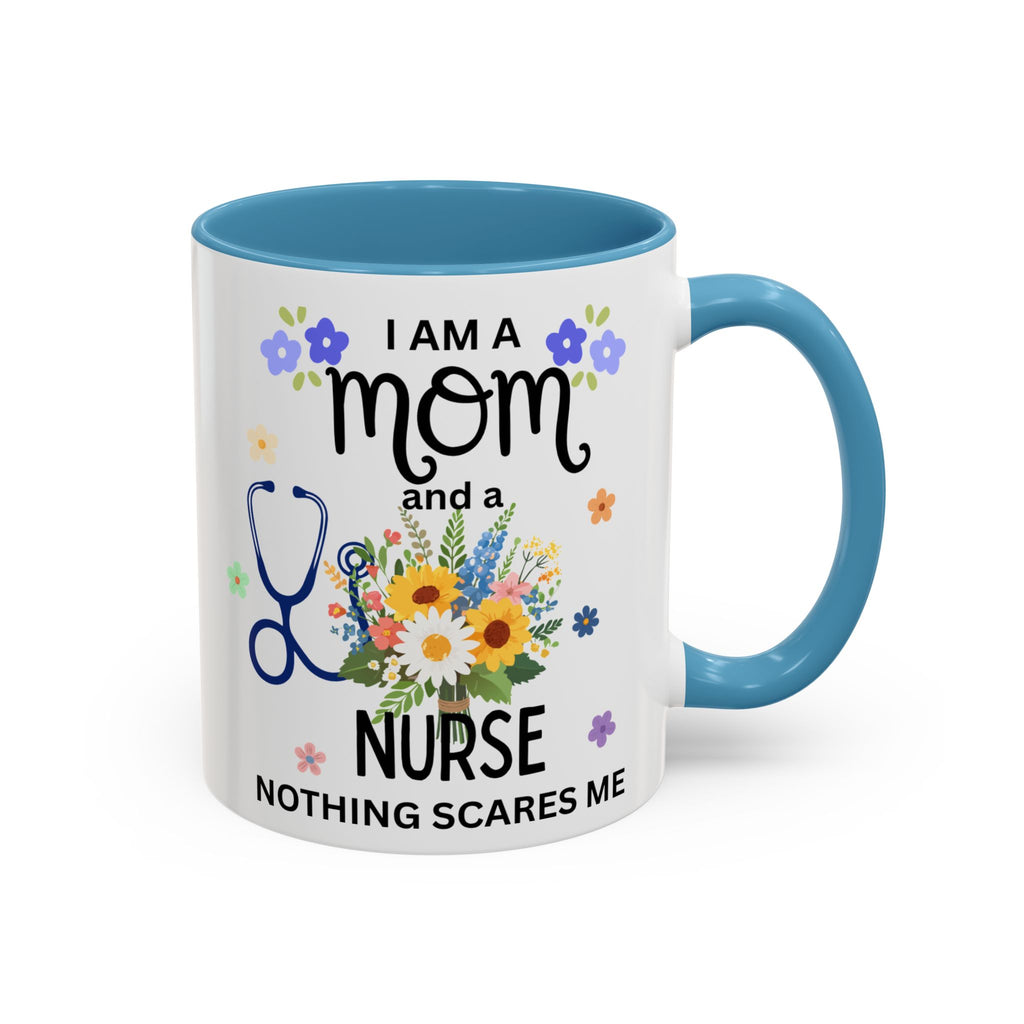 I Am a Mom and a Nurse Coffee Mug — Floral Stethoscope Accent Mug (11/15oz)