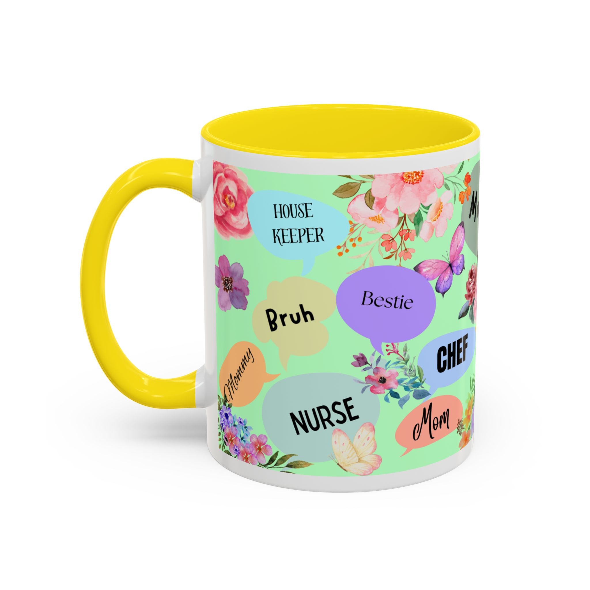 Mom the.... Accent Coffee Mug — Floral Butterfly Gifts for Moms (11/15oz)