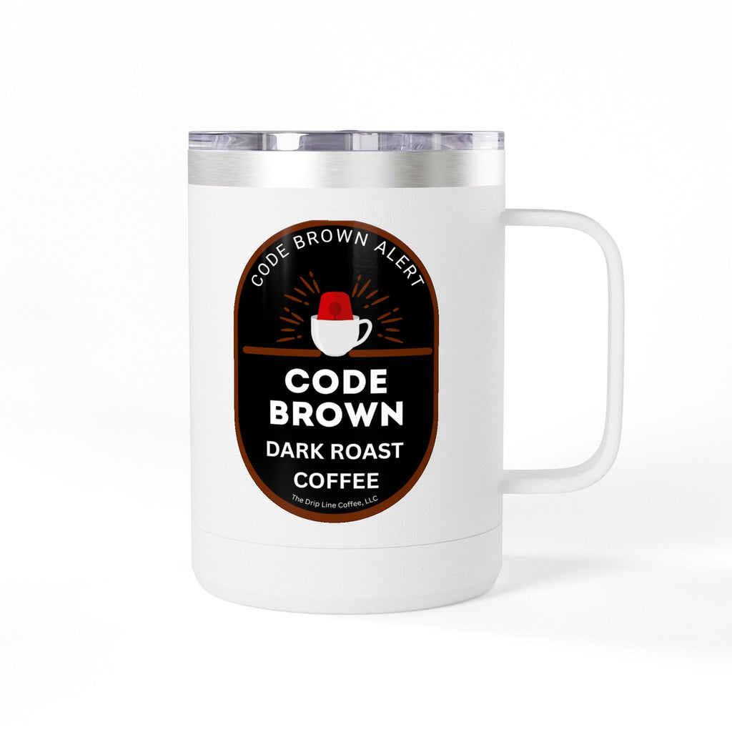 Code Brown Dark Roast Coffee Tumbler — 15oz Insulated Mug