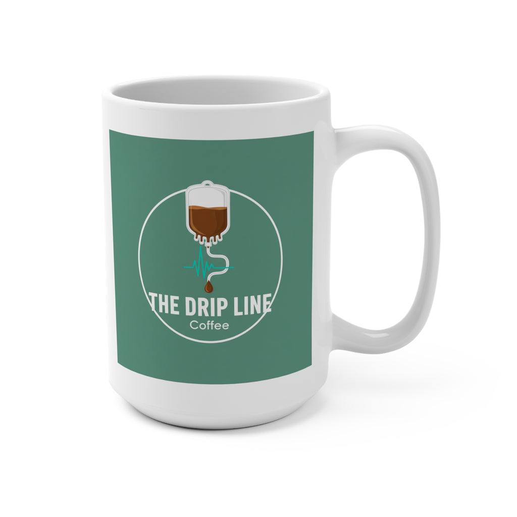 15oz Ceramic Coffee Mug — Minimal Green Circle Design