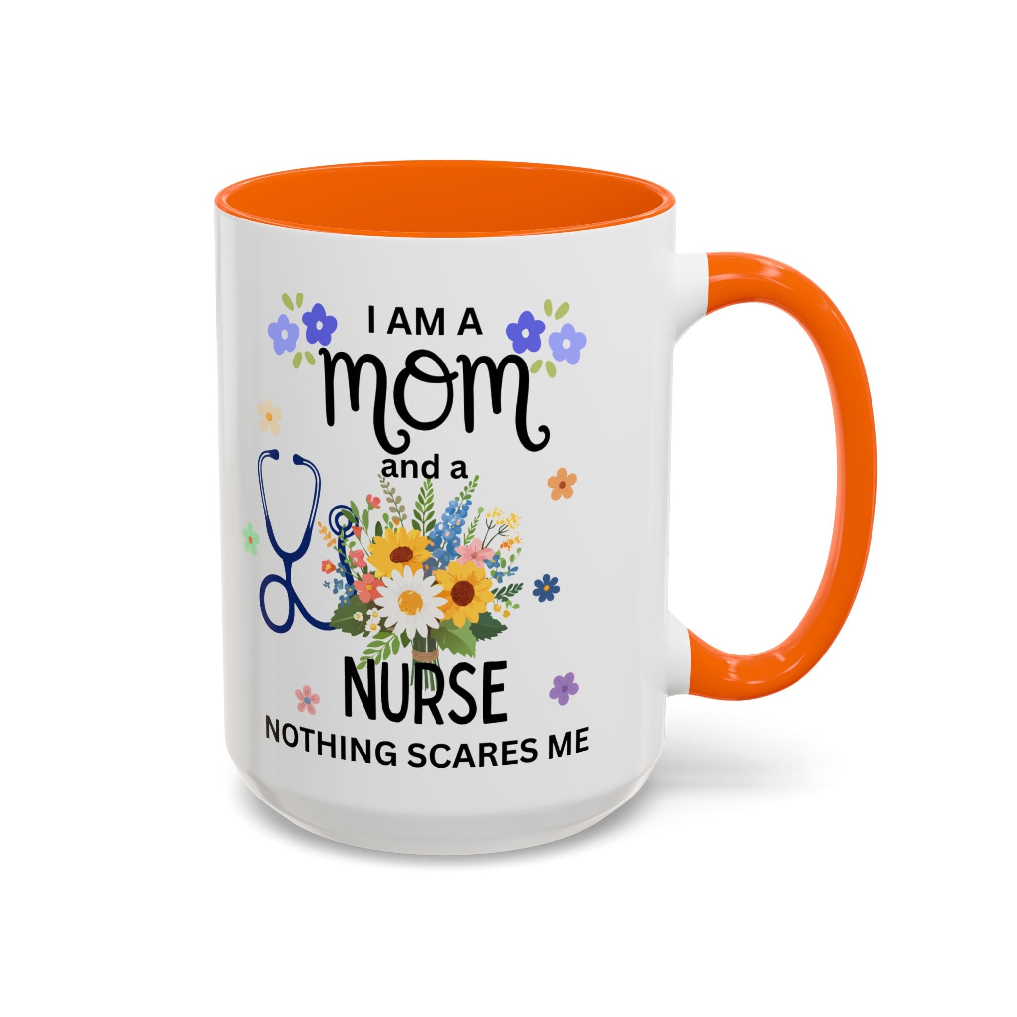 I Am a Mom and a Nurse Coffee Mug — Floral Stethoscope Accent Mug (11/15oz)