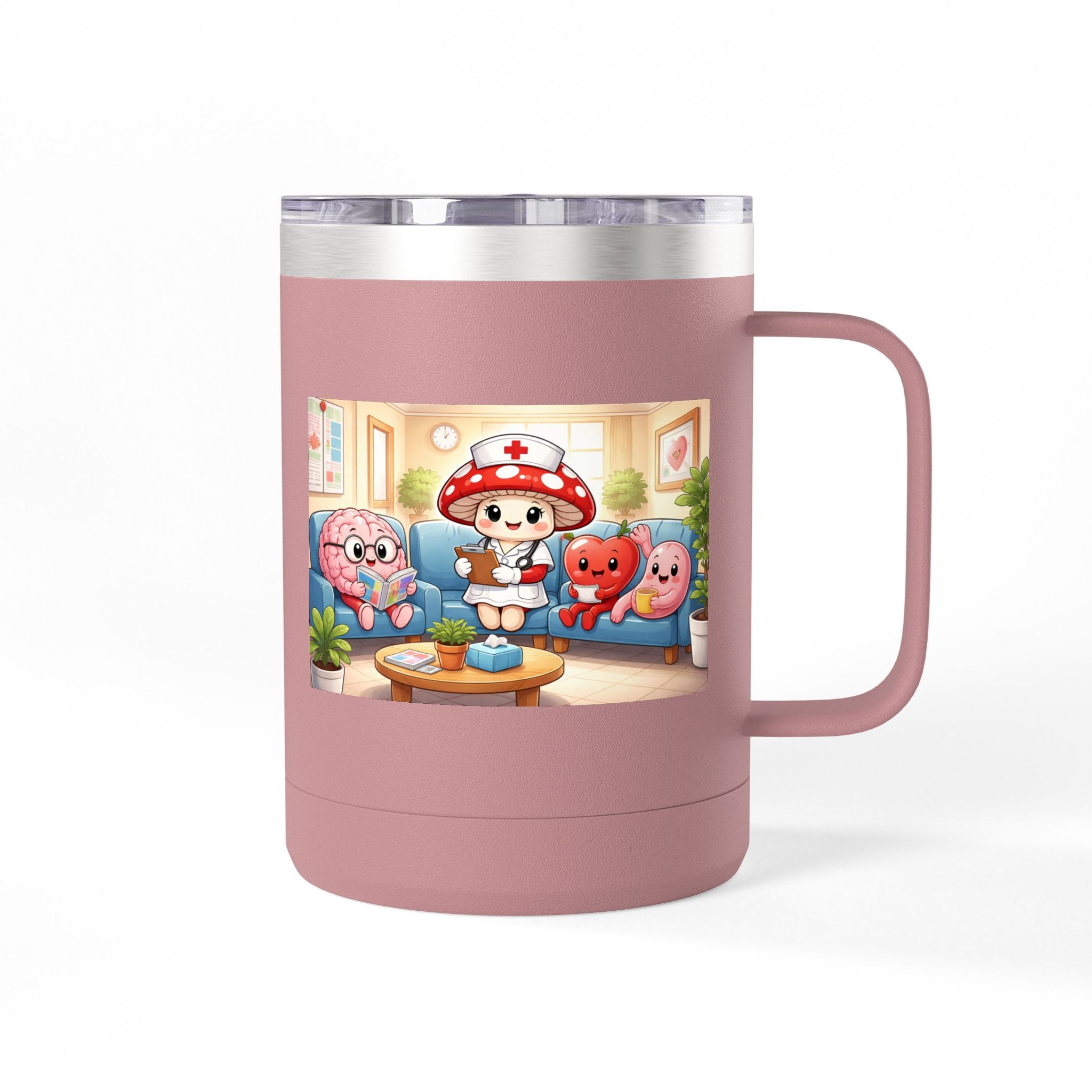 Cute Nurse Mushroom with Heart Friends Coffee Tumbler