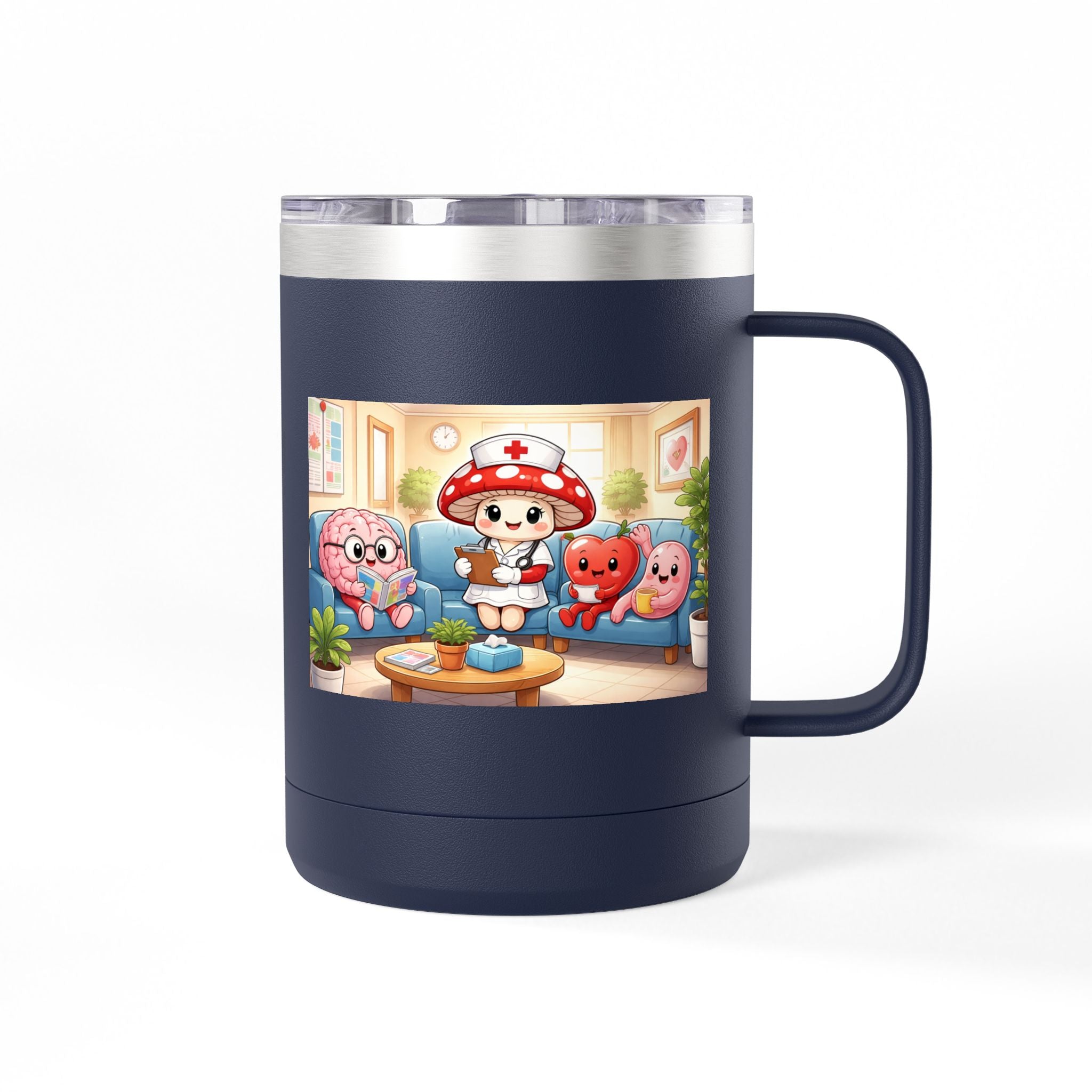 Cute Nurse Mushroom with Heart Friends Coffee Tumbler