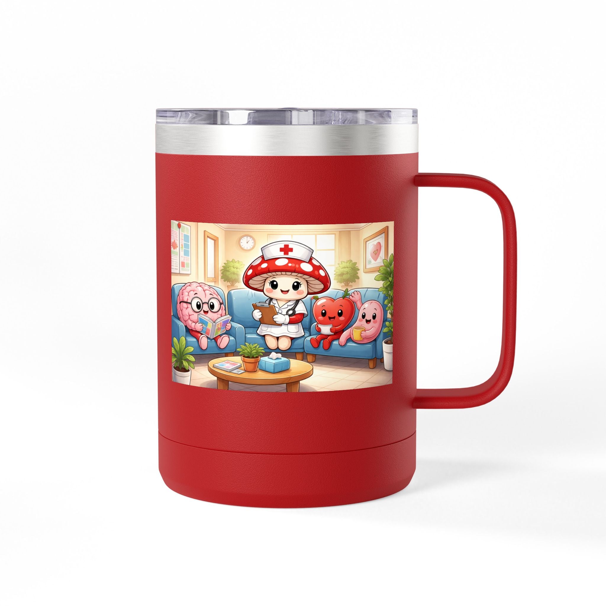 Cute Nurse Mushroom with Heart Friends Coffee Tumbler