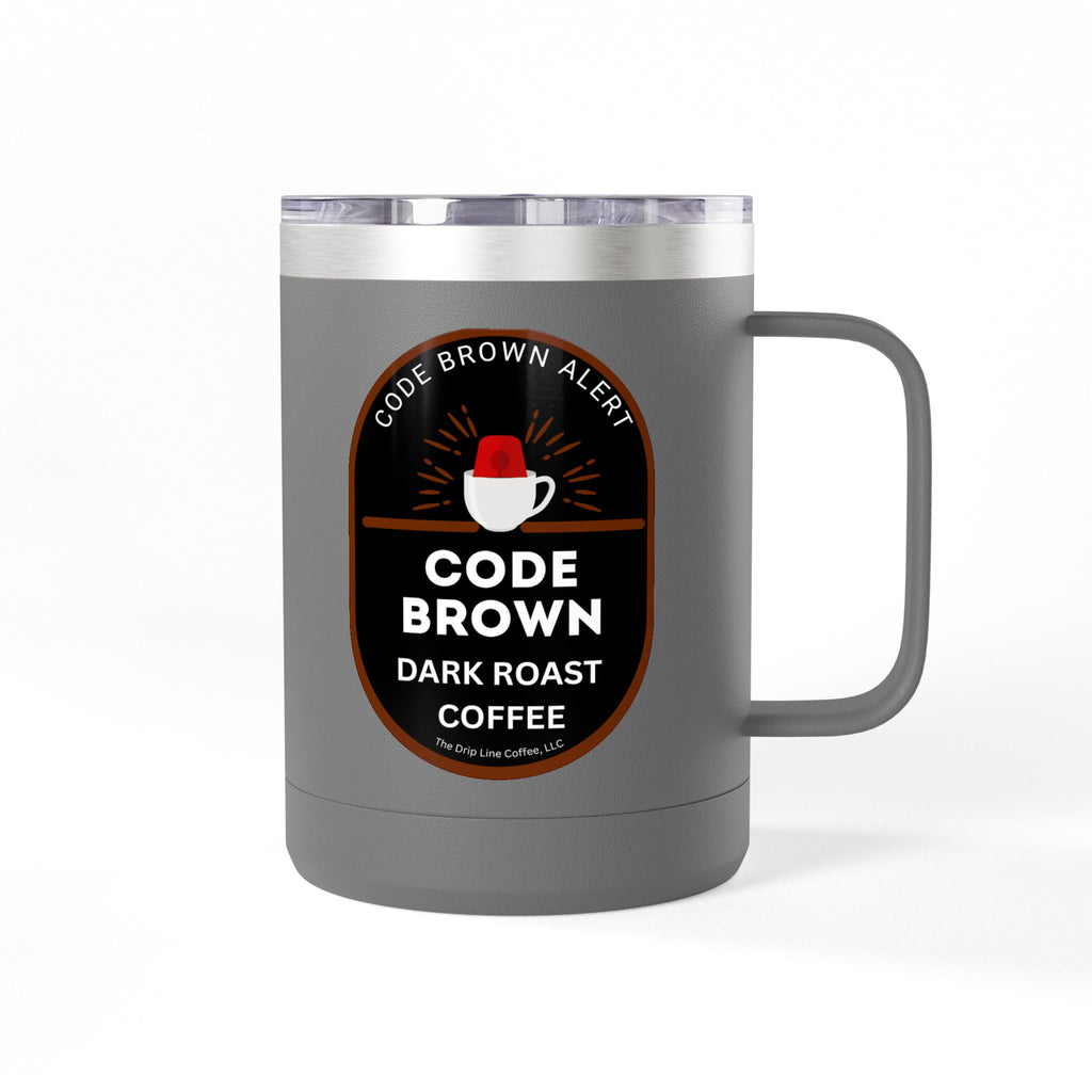 Code Brown Dark Roast Coffee Tumbler — 15oz Insulated Mug