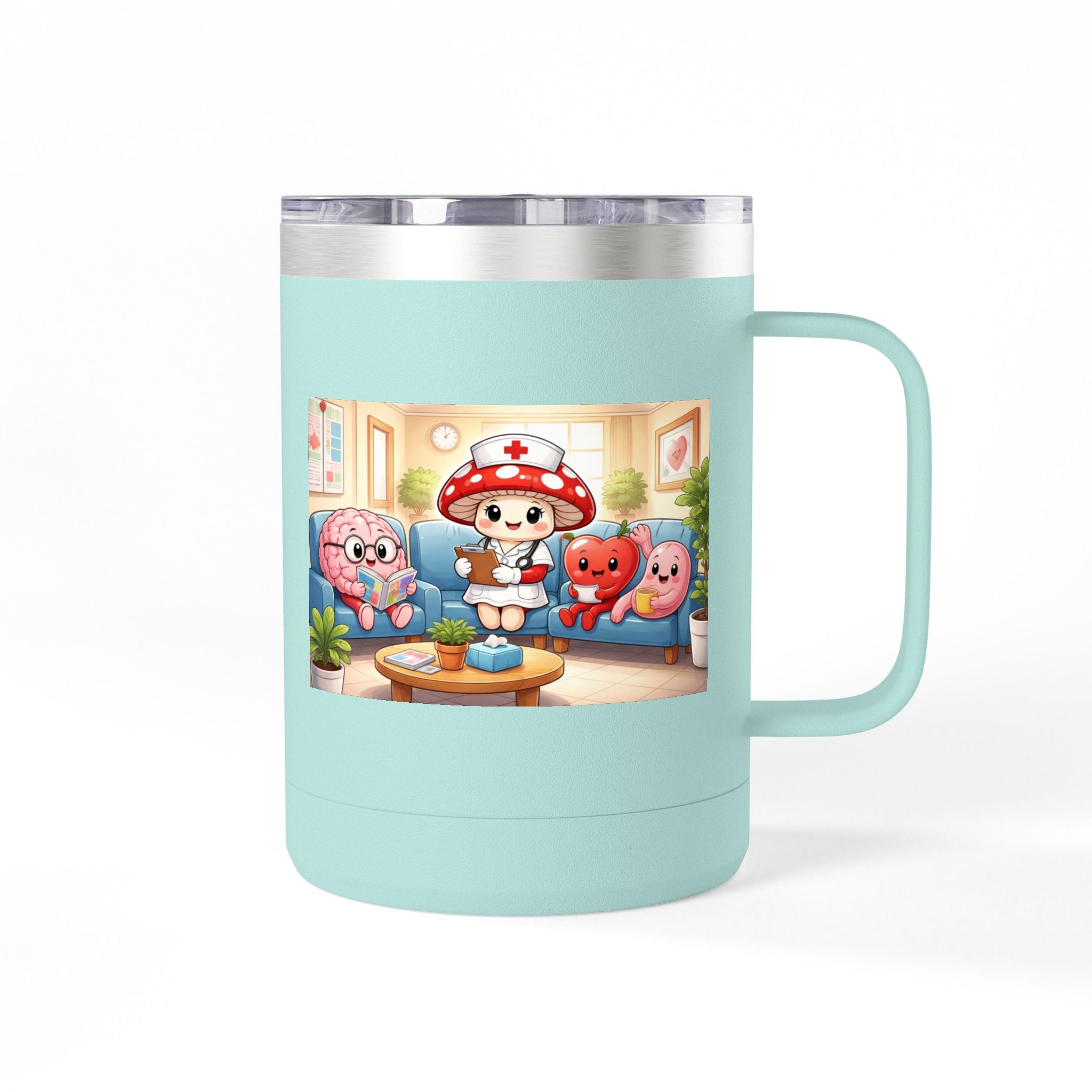 Cute Nurse Mushroom with Heart Friends Coffee Tumbler