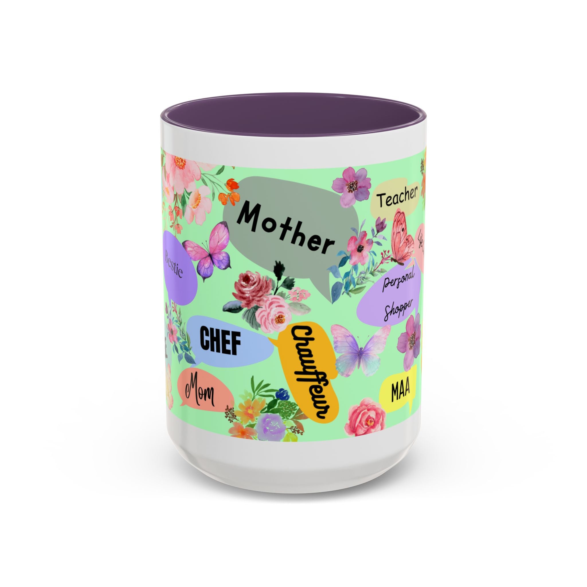 Mom the.... Accent Coffee Mug — Floral Butterfly Gifts for Moms (11/15oz)