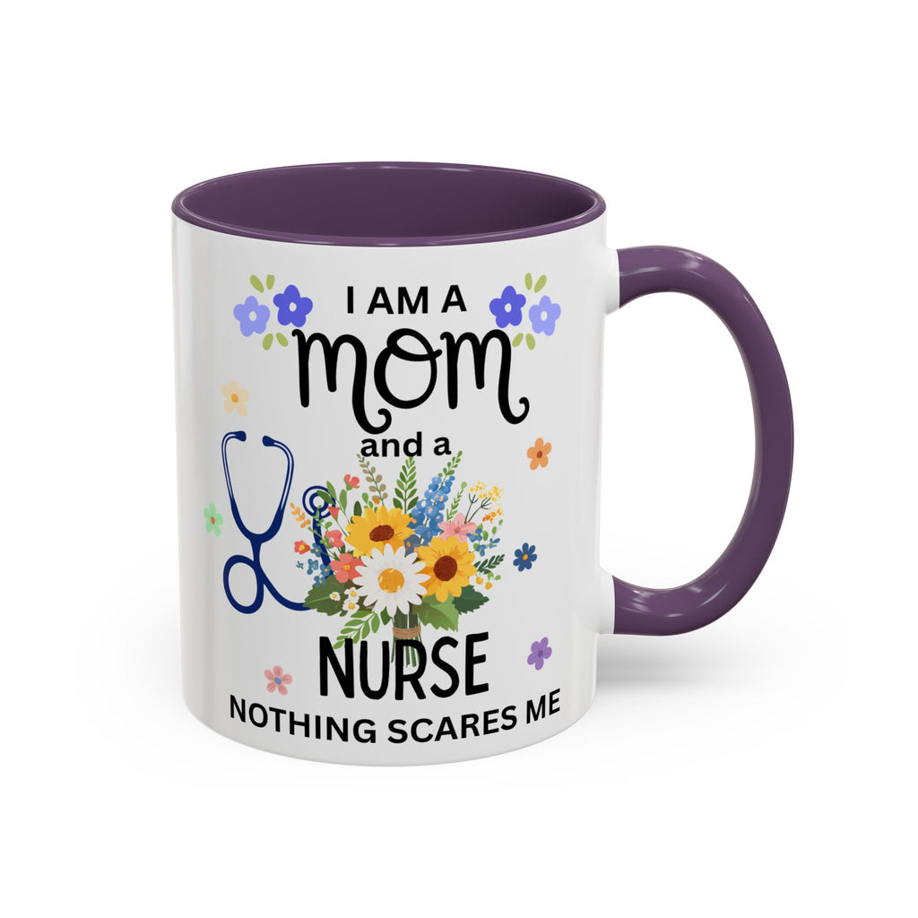 I Am a Mom and a Nurse Coffee Mug — Floral Stethoscope Accent Mug (11/15oz)
