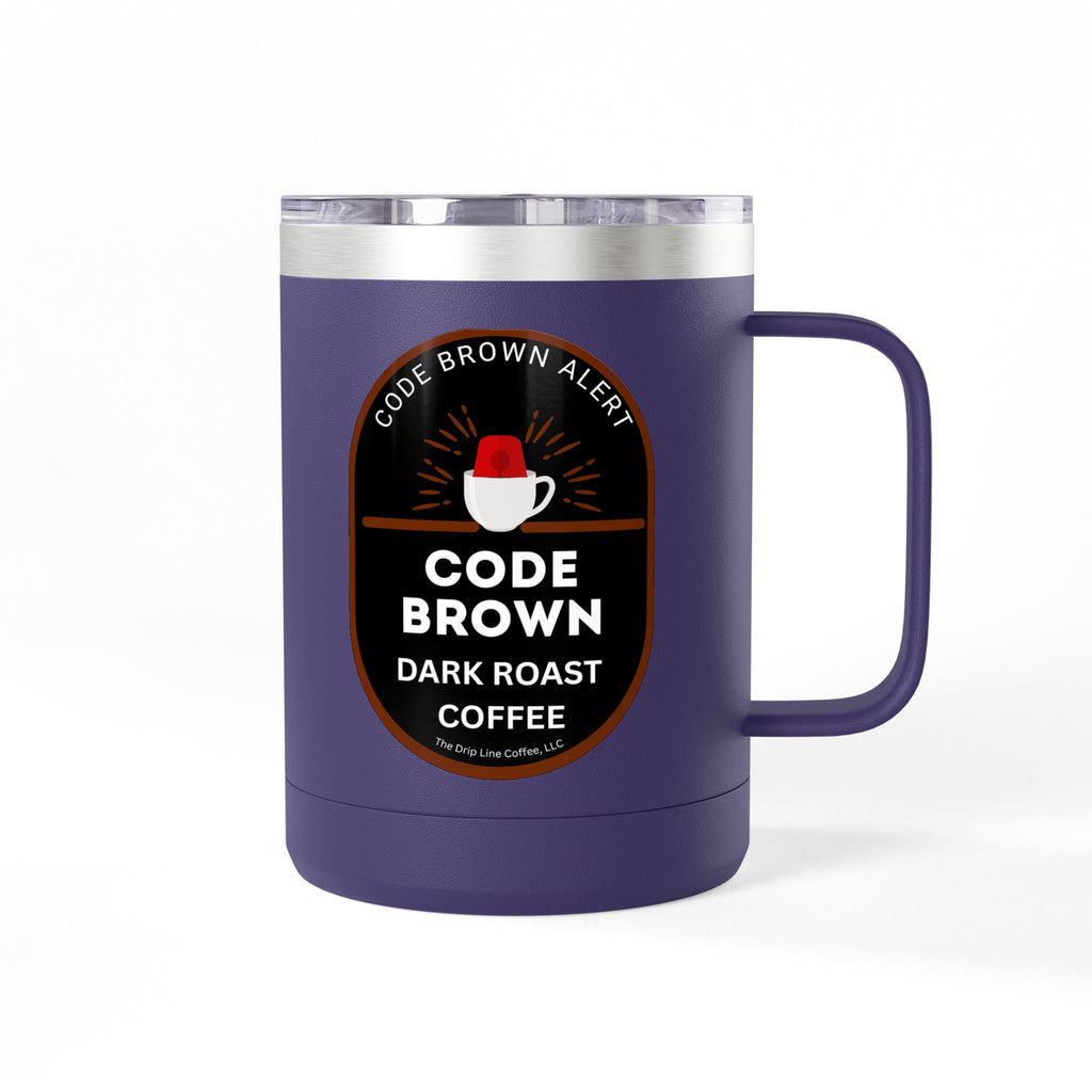 Code Brown Dark Roast Coffee Tumbler — 15oz Insulated Mug