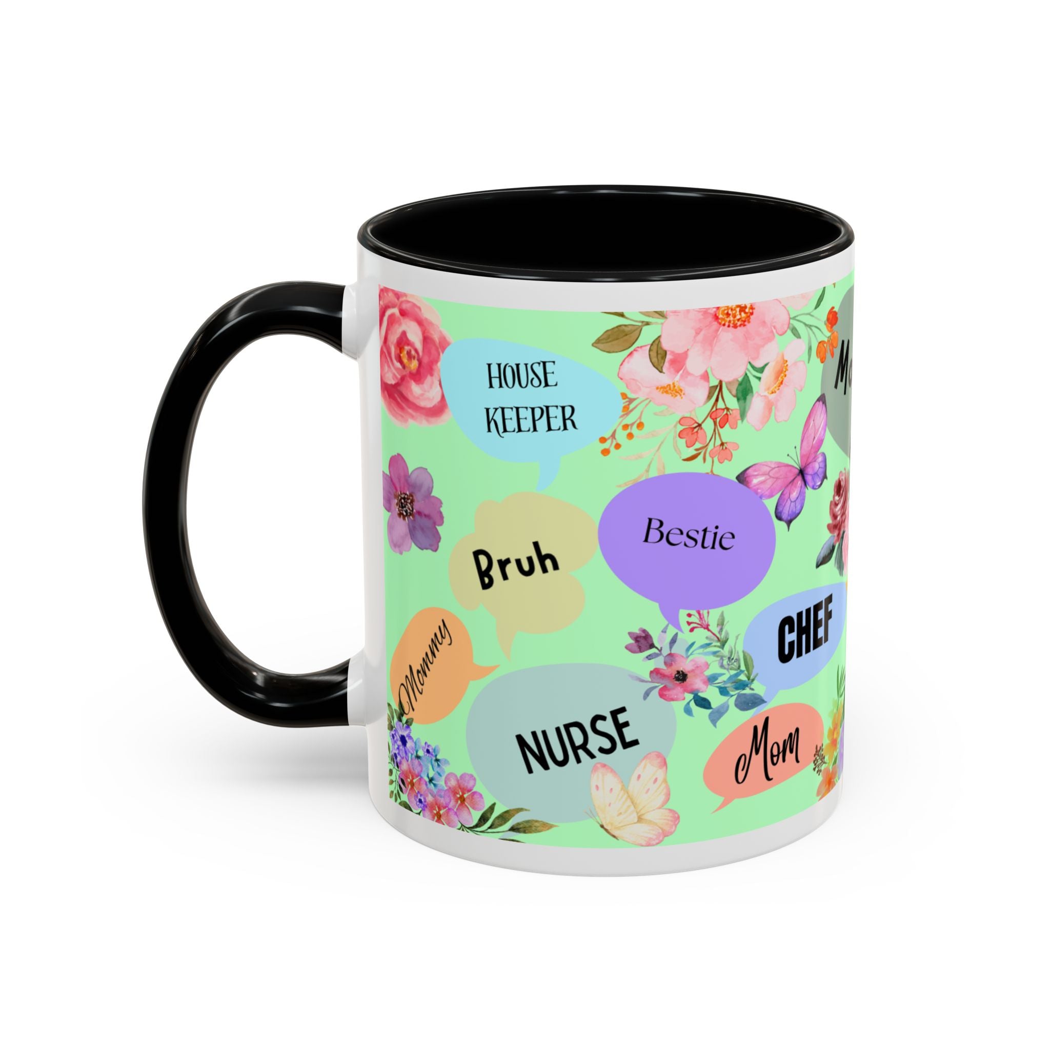 Mom the.... Accent Coffee Mug — Floral Butterfly Gifts for Moms (11/15oz)