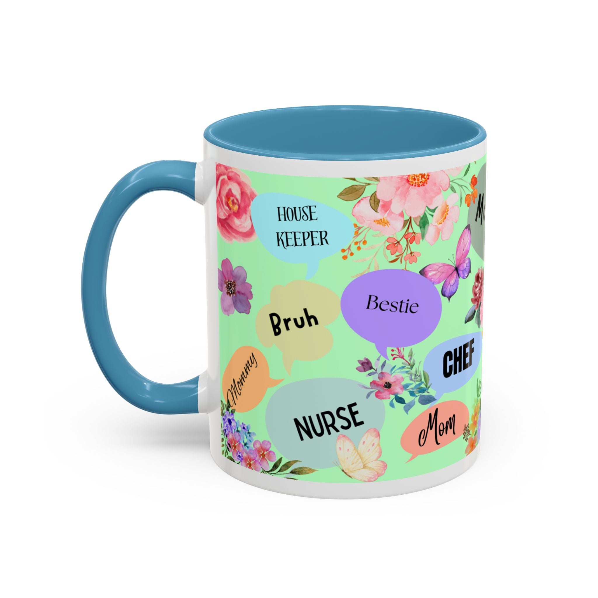 Mom the.... Accent Coffee Mug — Floral Butterfly Gifts for Moms (11/15oz)