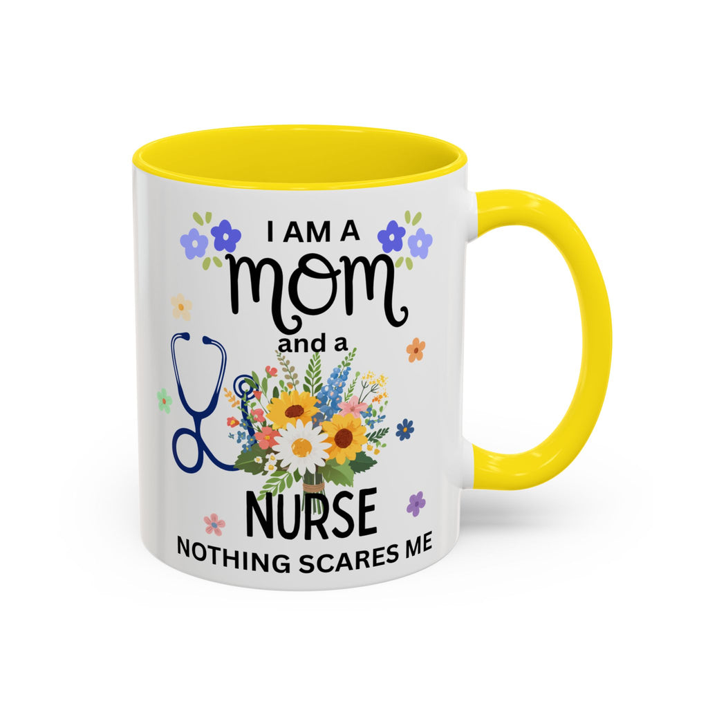 I Am a Mom and a Nurse Coffee Mug — Floral Stethoscope Accent Mug (11/15oz)