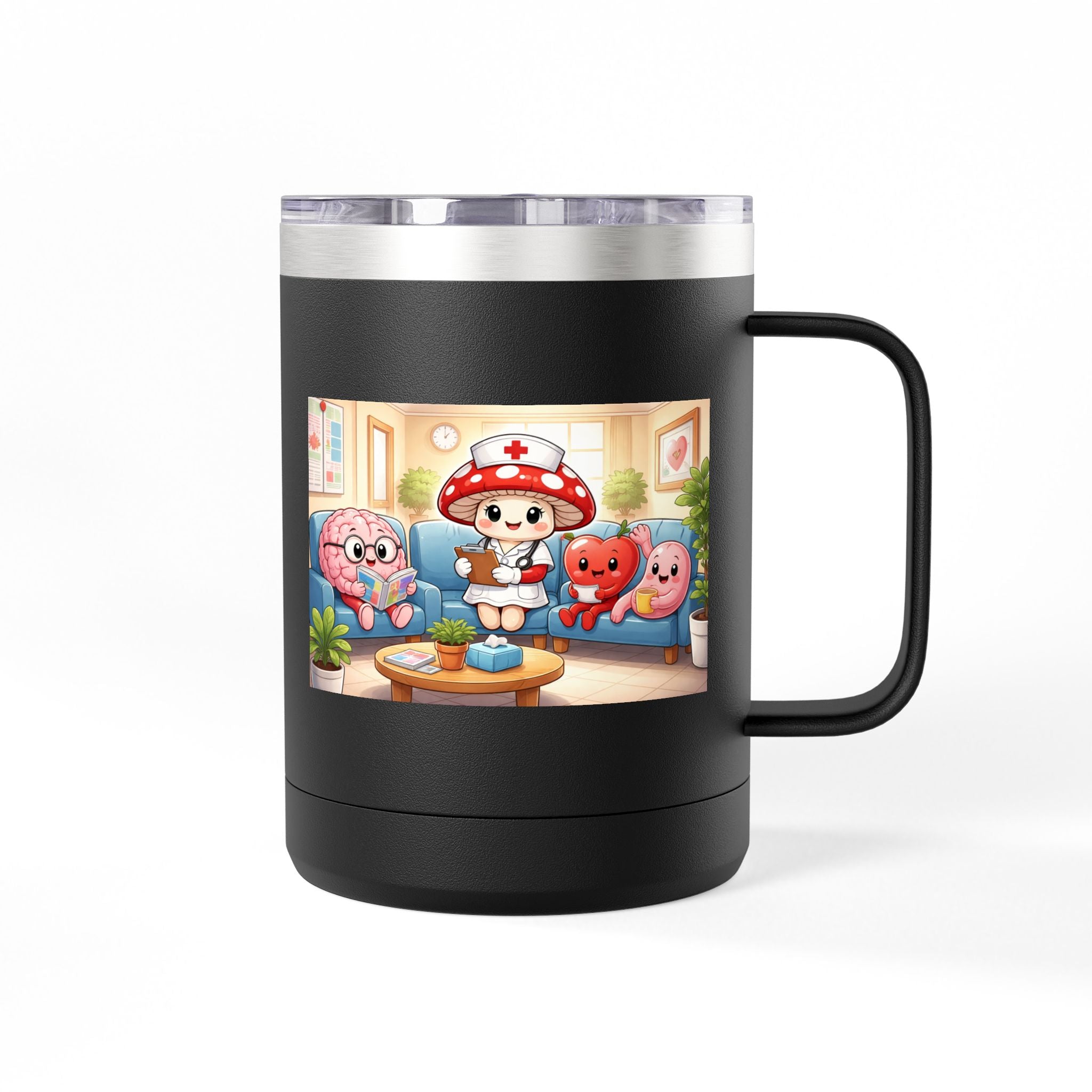 Cute Nurse Mushroom with Heart Friends Coffee Tumbler