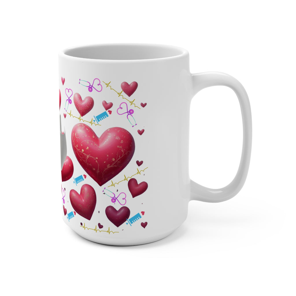 Nurse Love 15oz Coffee Mug — "Thanks for Being a Nurse" Heart Pattern