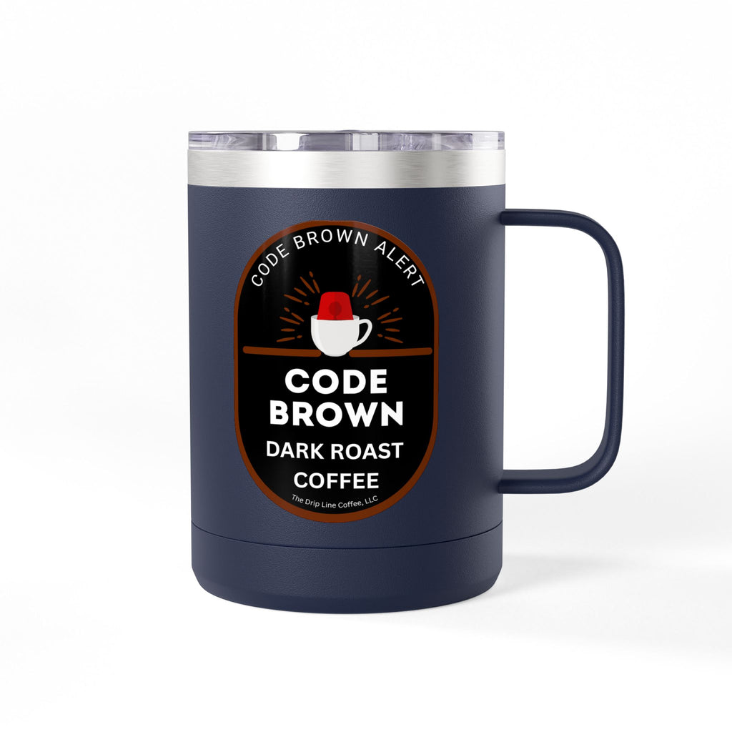 Code Brown Dark Roast Coffee Tumbler — 15oz Insulated Mug