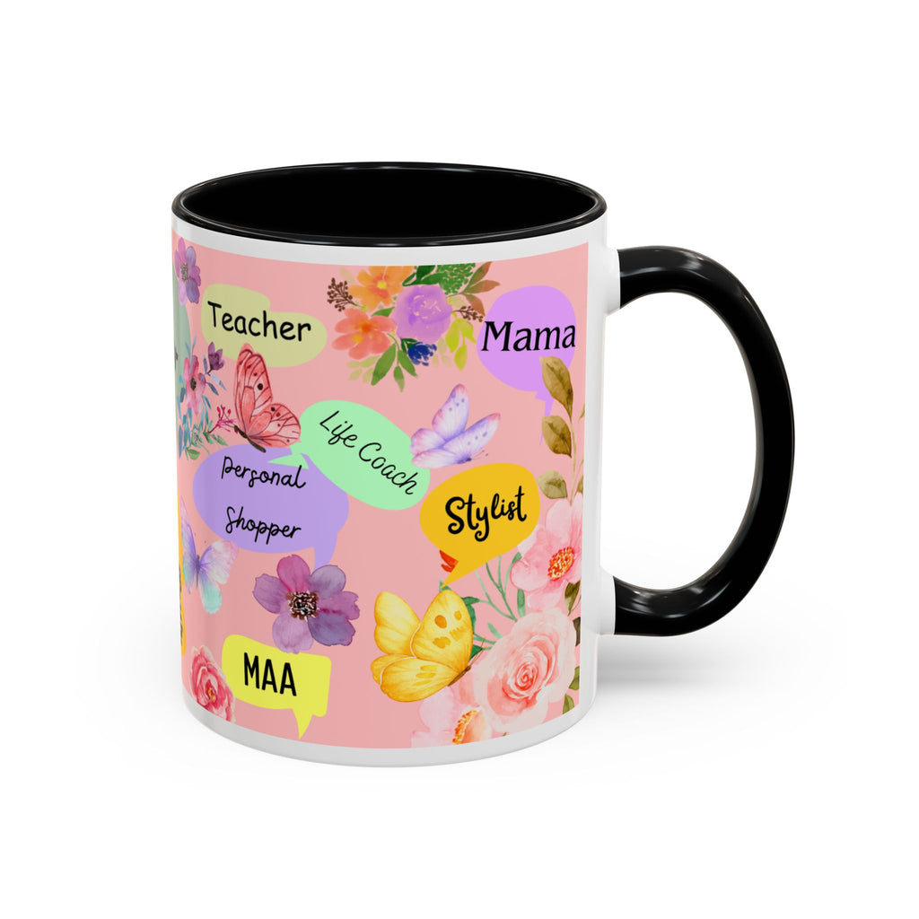 Mother Roles Floral Accent Coffee Mug — "Mother", Mama, Chef, Teacher Gift