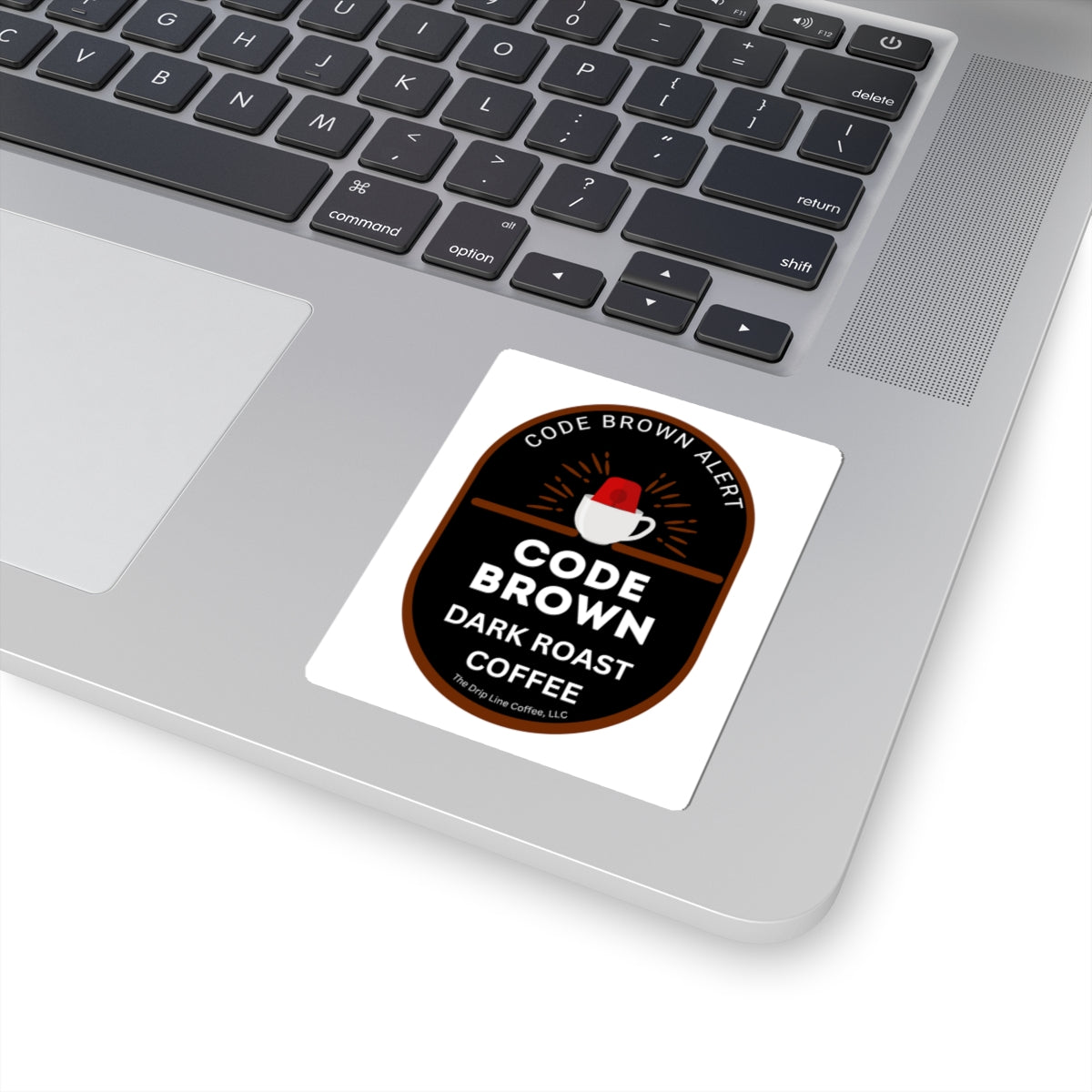 Code Brown Dark Roast Coffee Sticker — 'Code Brown Alert' Kiss-Cut Coffee Decal