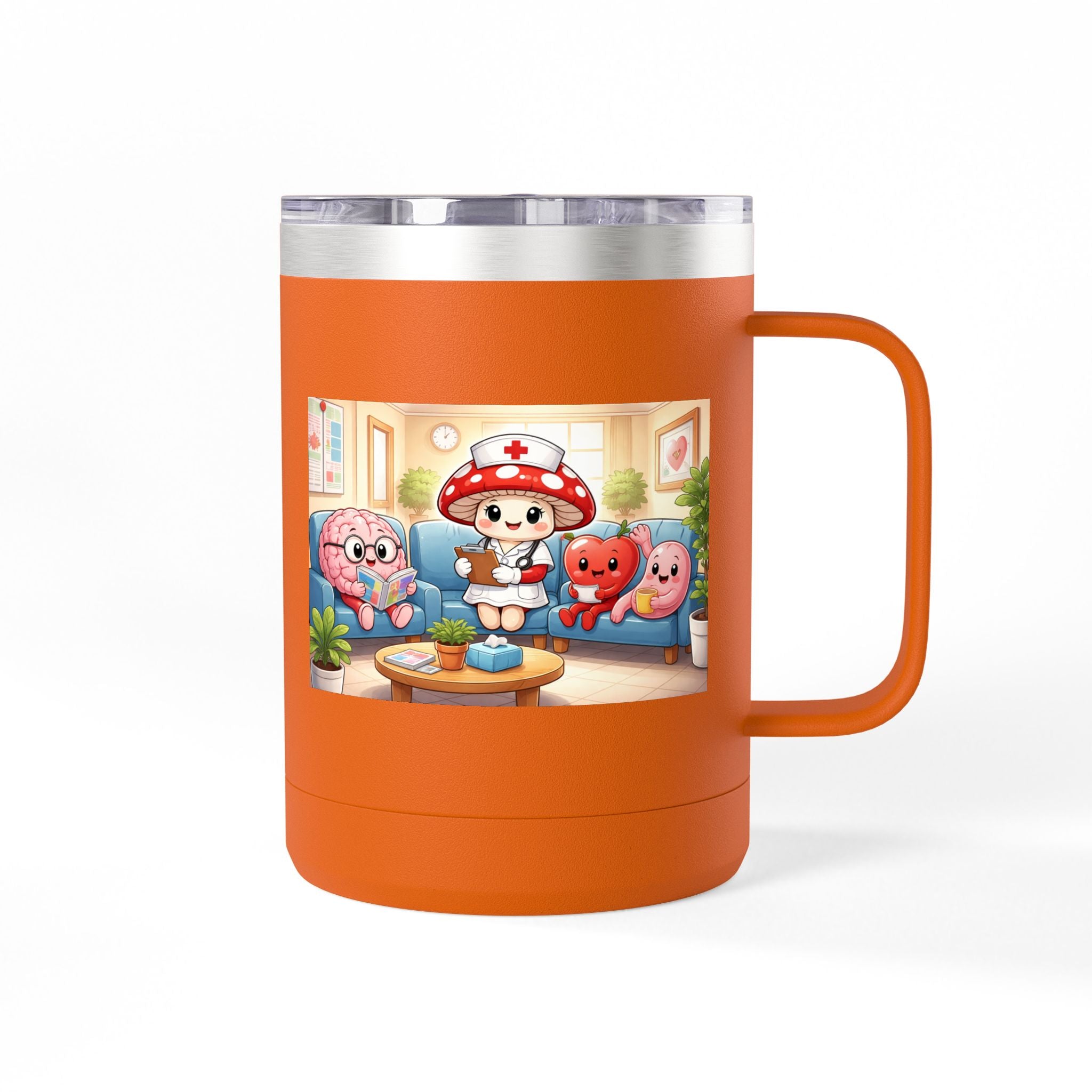 Cute Nurse Mushroom with Heart Friends Coffee Tumbler