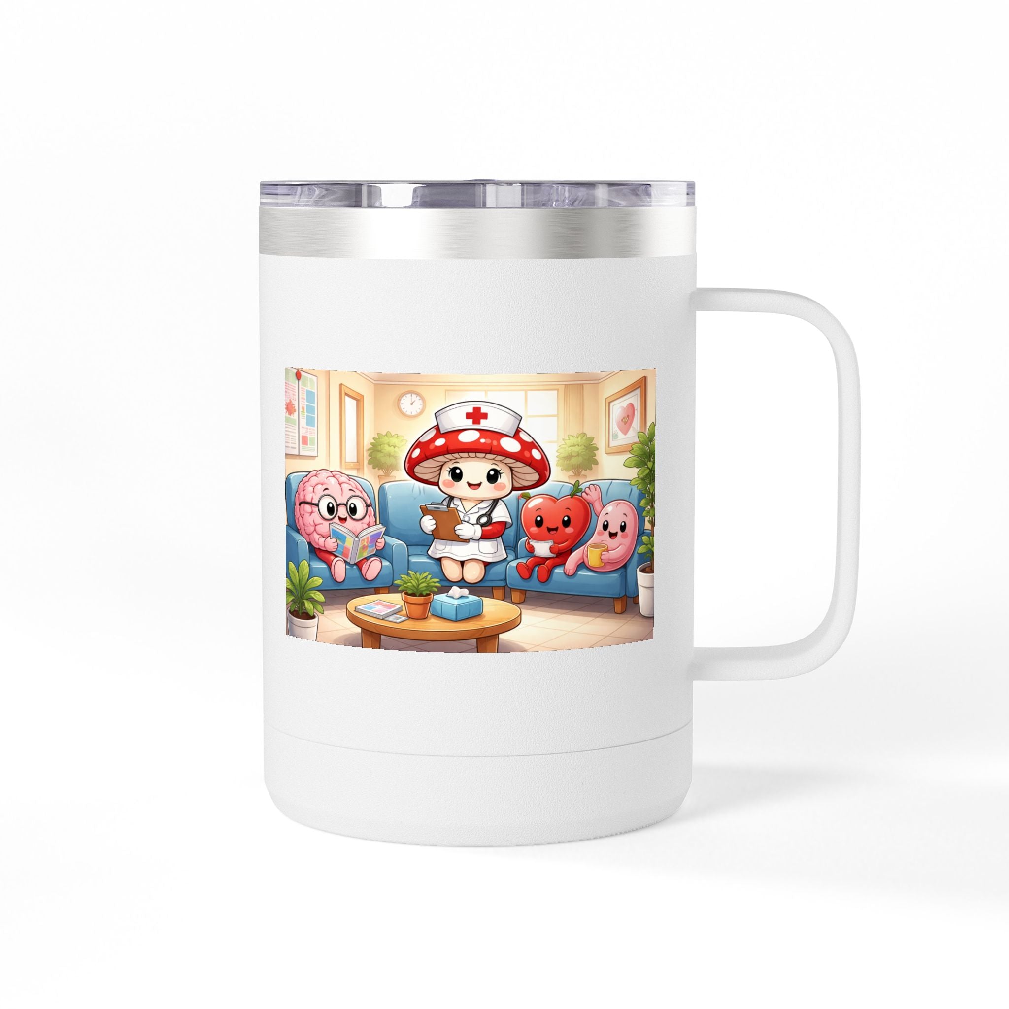 Cute Nurse Mushroom with Heart Friends Coffee Tumbler