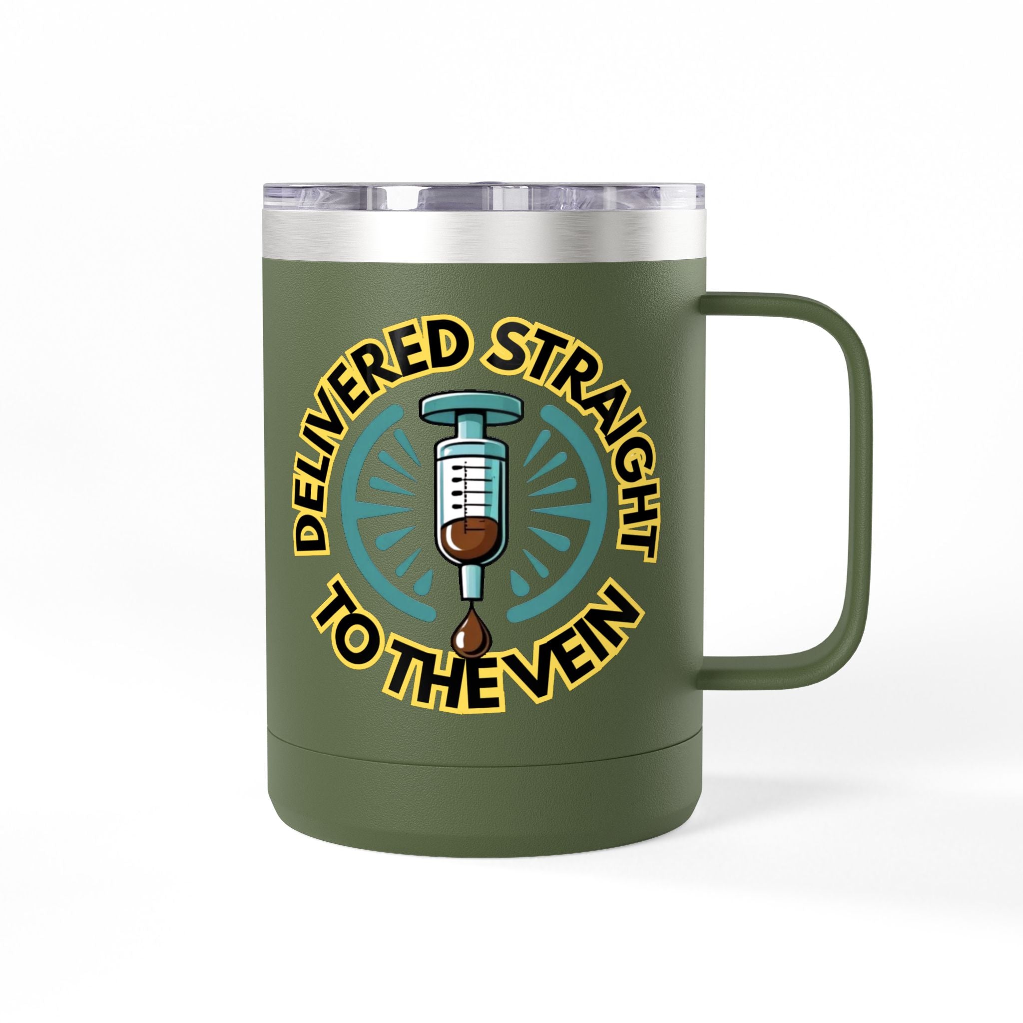 Delivered Straight to the Vein Insulated 15oz Travel Mug