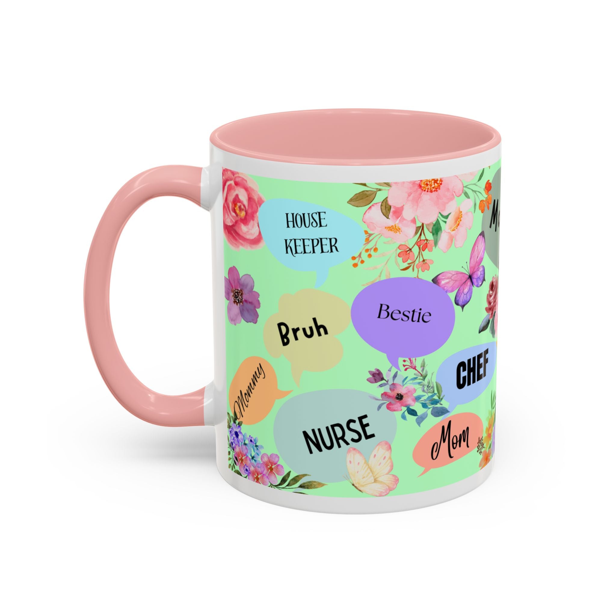 Mom the.... Accent Coffee Mug — Floral Butterfly Gifts for Moms (11/15oz)