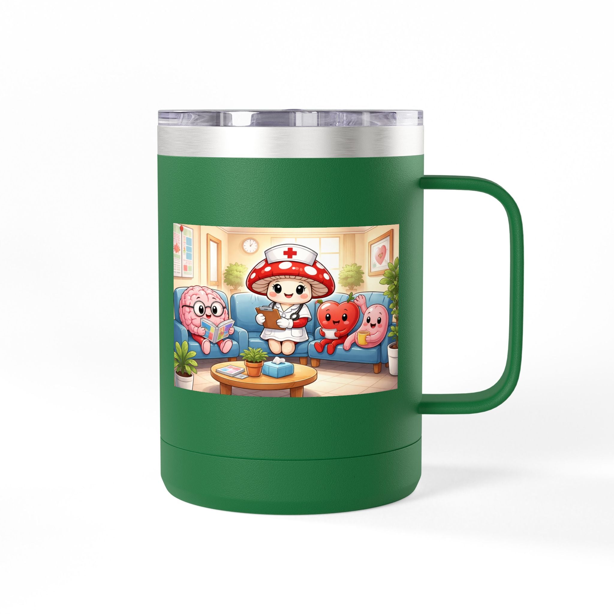 Cute Nurse Mushroom with Heart Friends Coffee Tumbler