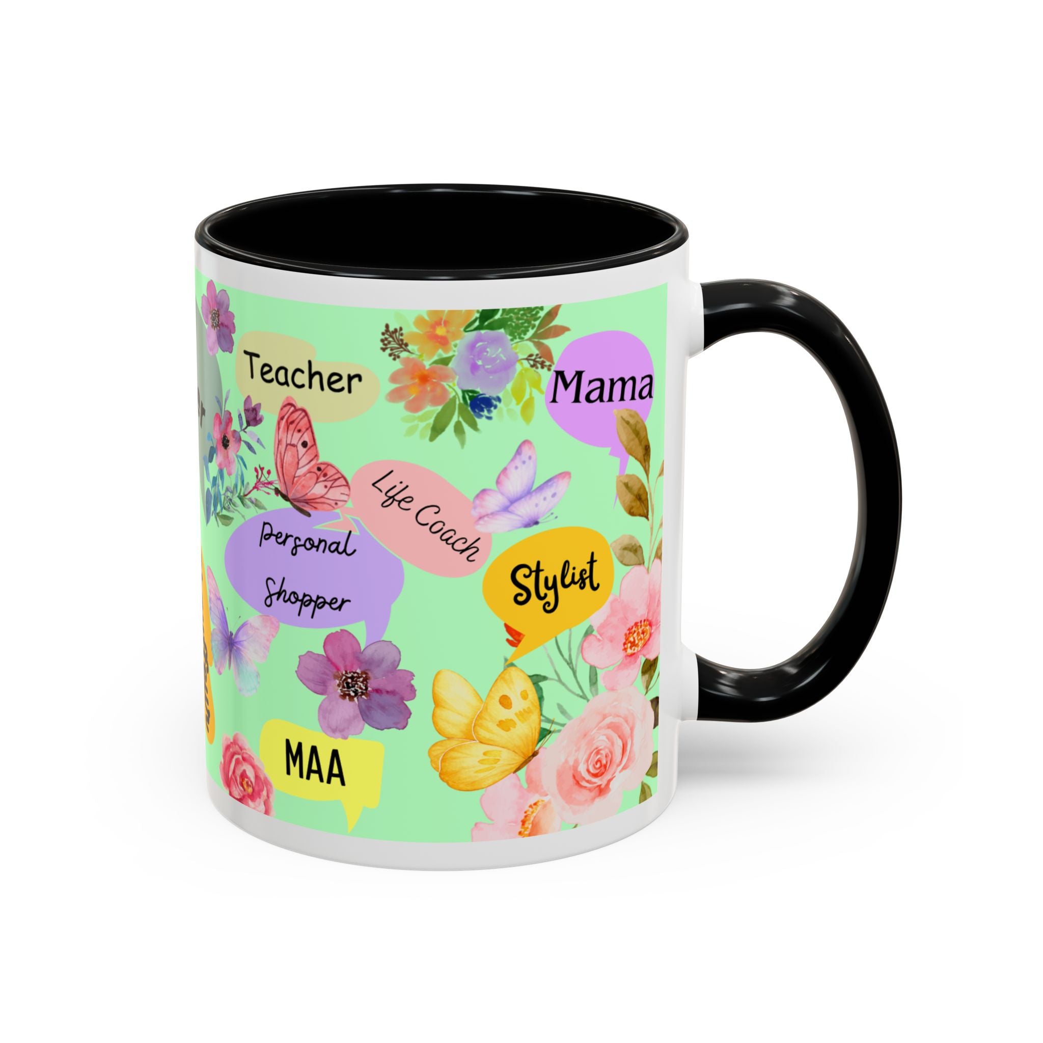 Mom the.... Accent Coffee Mug — Floral Butterfly Gifts for Moms (11/15oz)