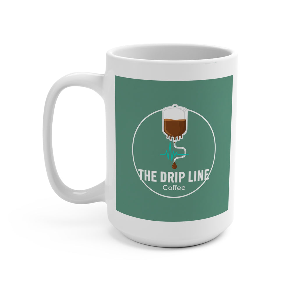 15oz Ceramic Coffee Mug — Minimal Green Circle Design