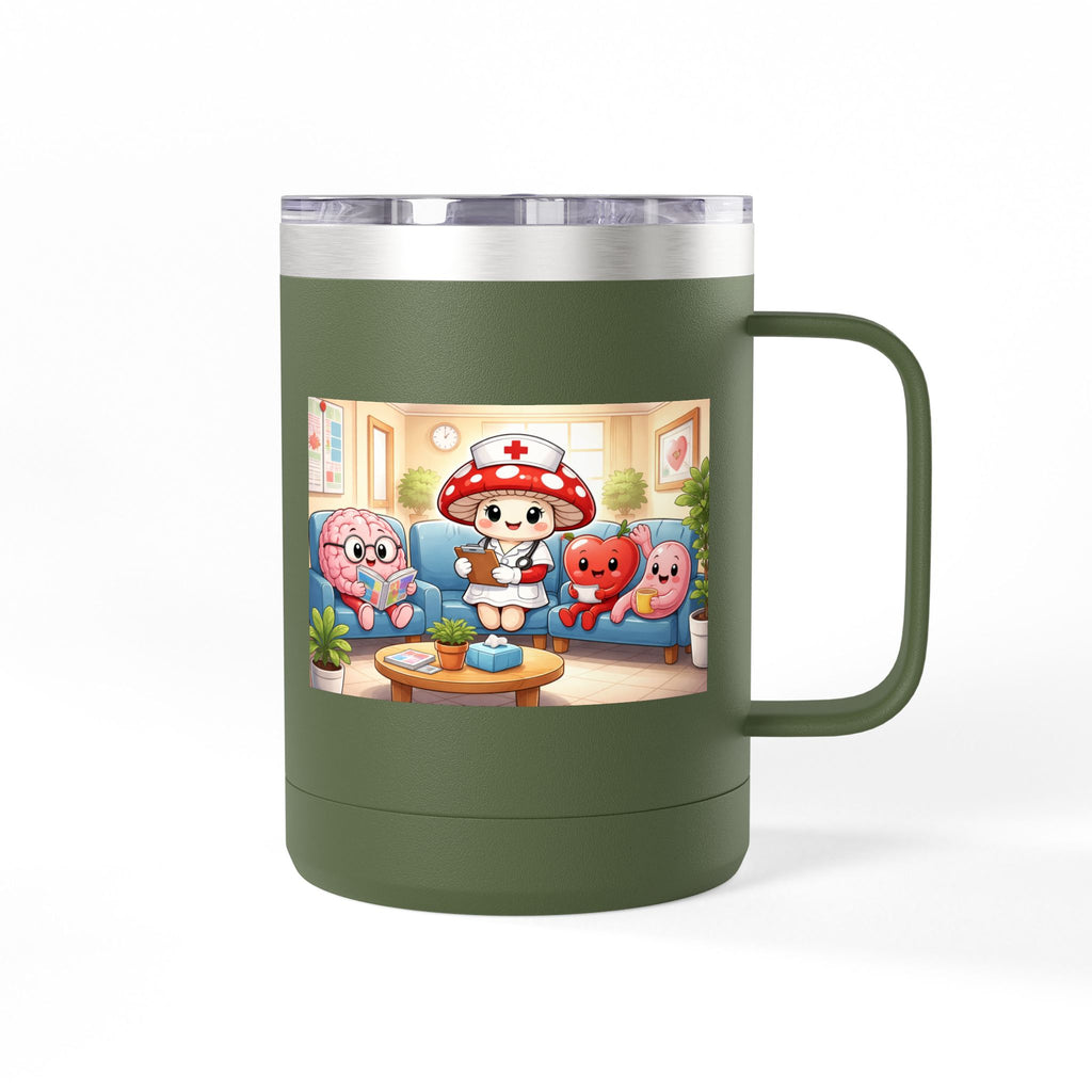 Cute Nurse Mushroom with Heart Friends Coffee Tumbler