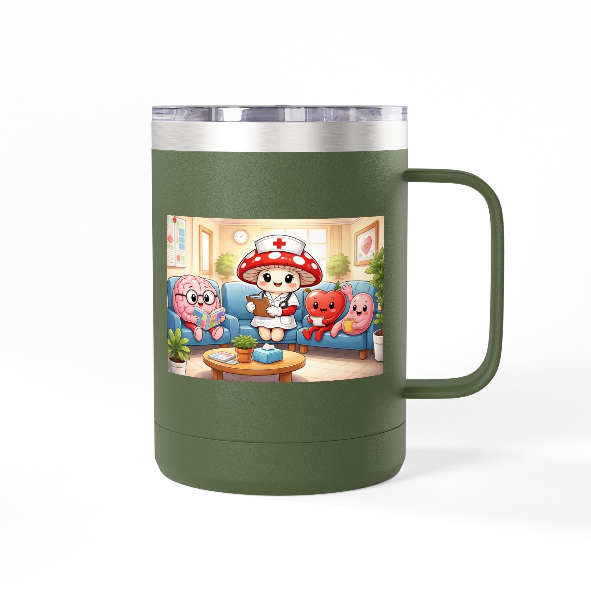 Cute Nurse Mushroom with Heart Friends Coffee Tumbler
