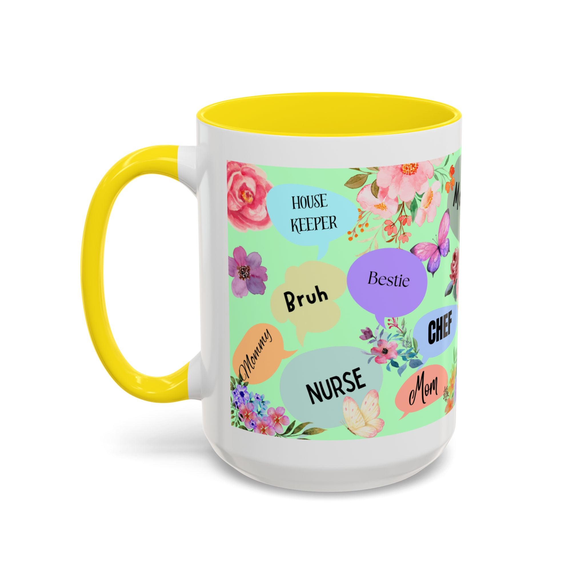 Mom the.... Accent Coffee Mug — Floral Butterfly Gifts for Moms (11/15oz)