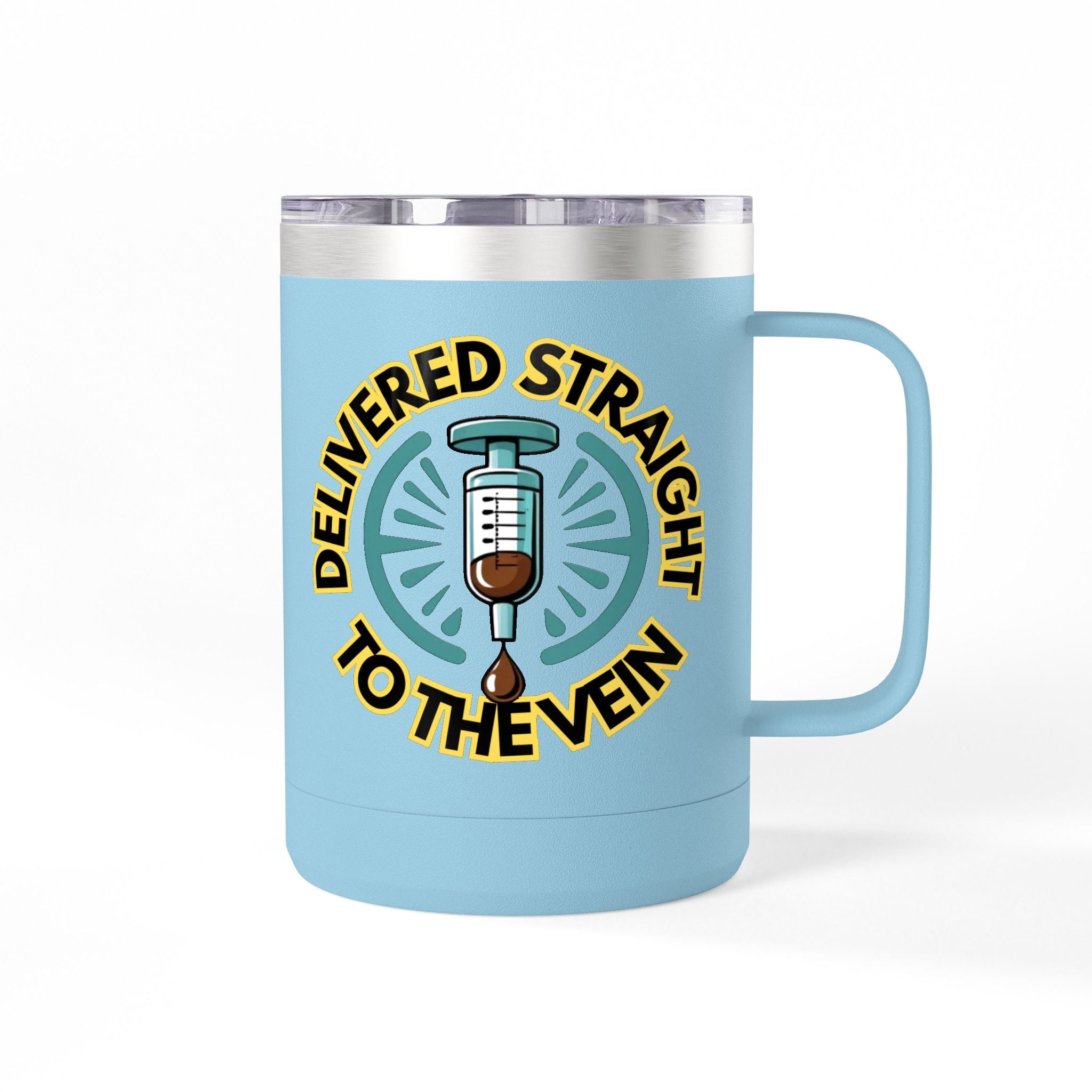 Delivered Straight to the Vein Insulated 15oz Travel Mug