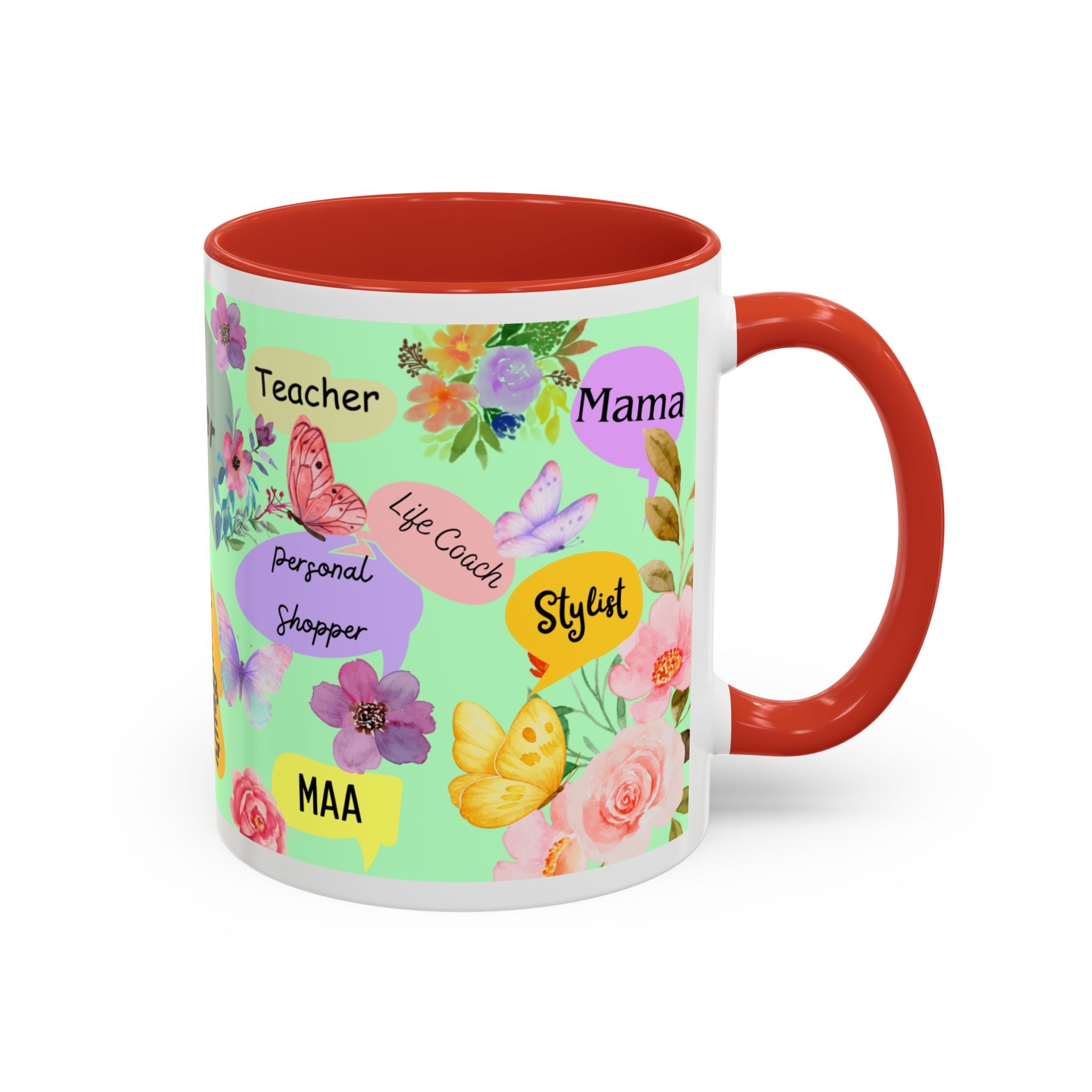 Mom the.... Accent Coffee Mug — Floral Butterfly Gifts for Moms (11/15oz)
