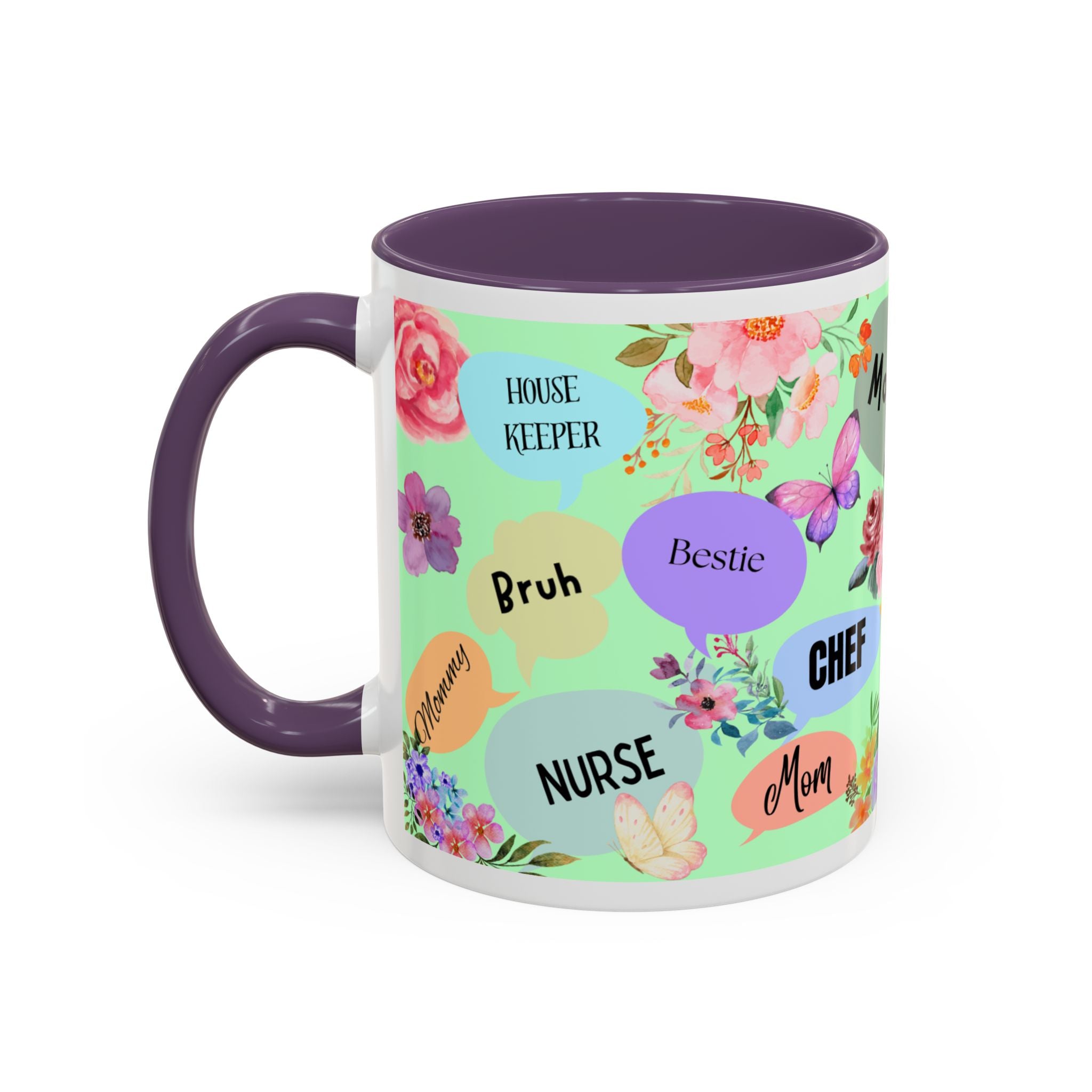 Mom the.... Accent Coffee Mug — Floral Butterfly Gifts for Moms (11/15oz)