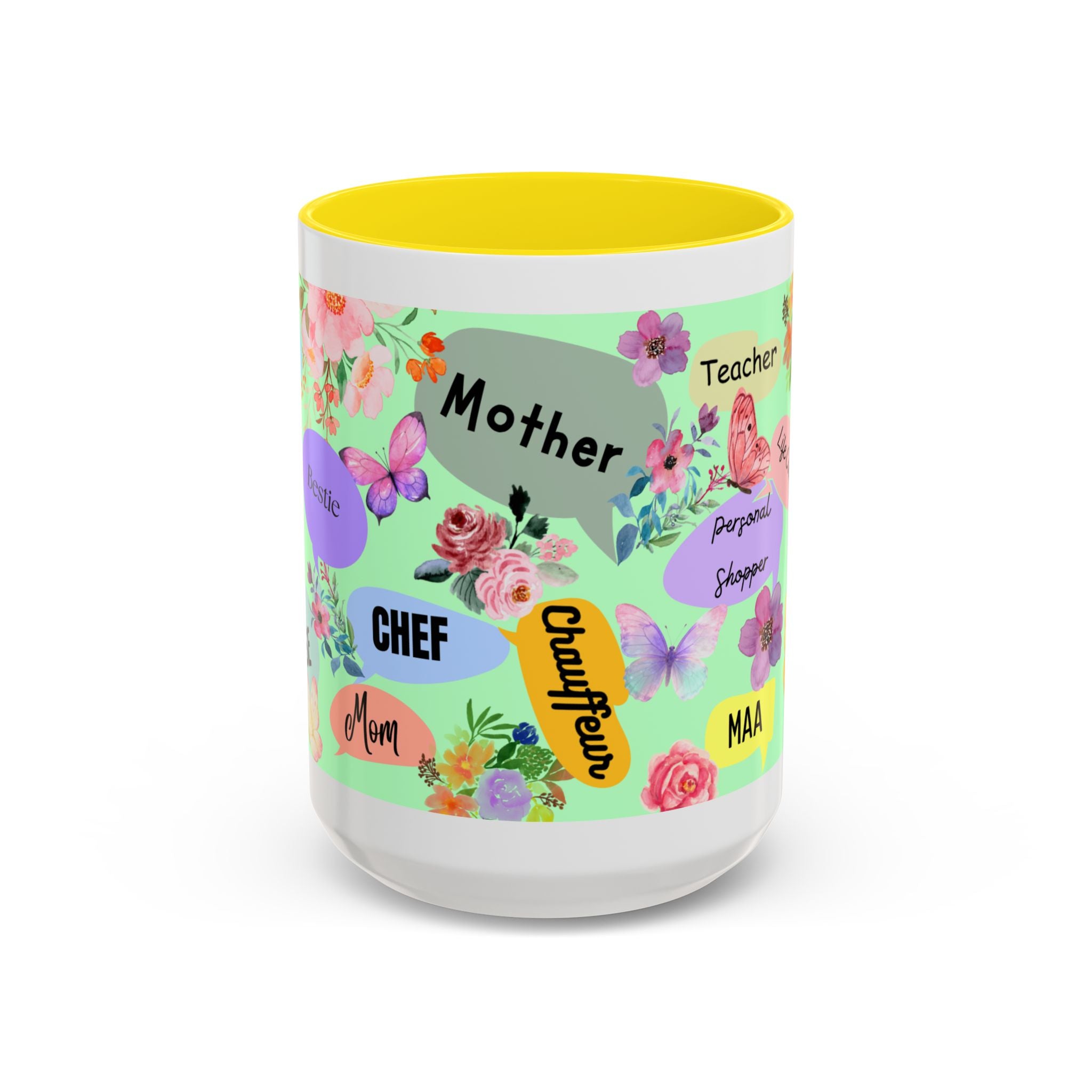 Mom the.... Accent Coffee Mug — Floral Butterfly Gifts for Moms (11/15oz)