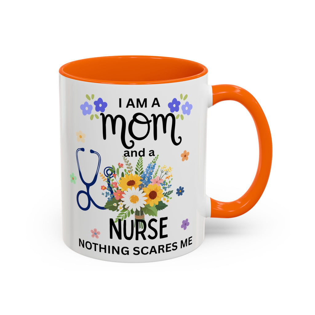 I Am a Mom and a Nurse Coffee Mug — Floral Stethoscope Accent Mug (11/15oz)