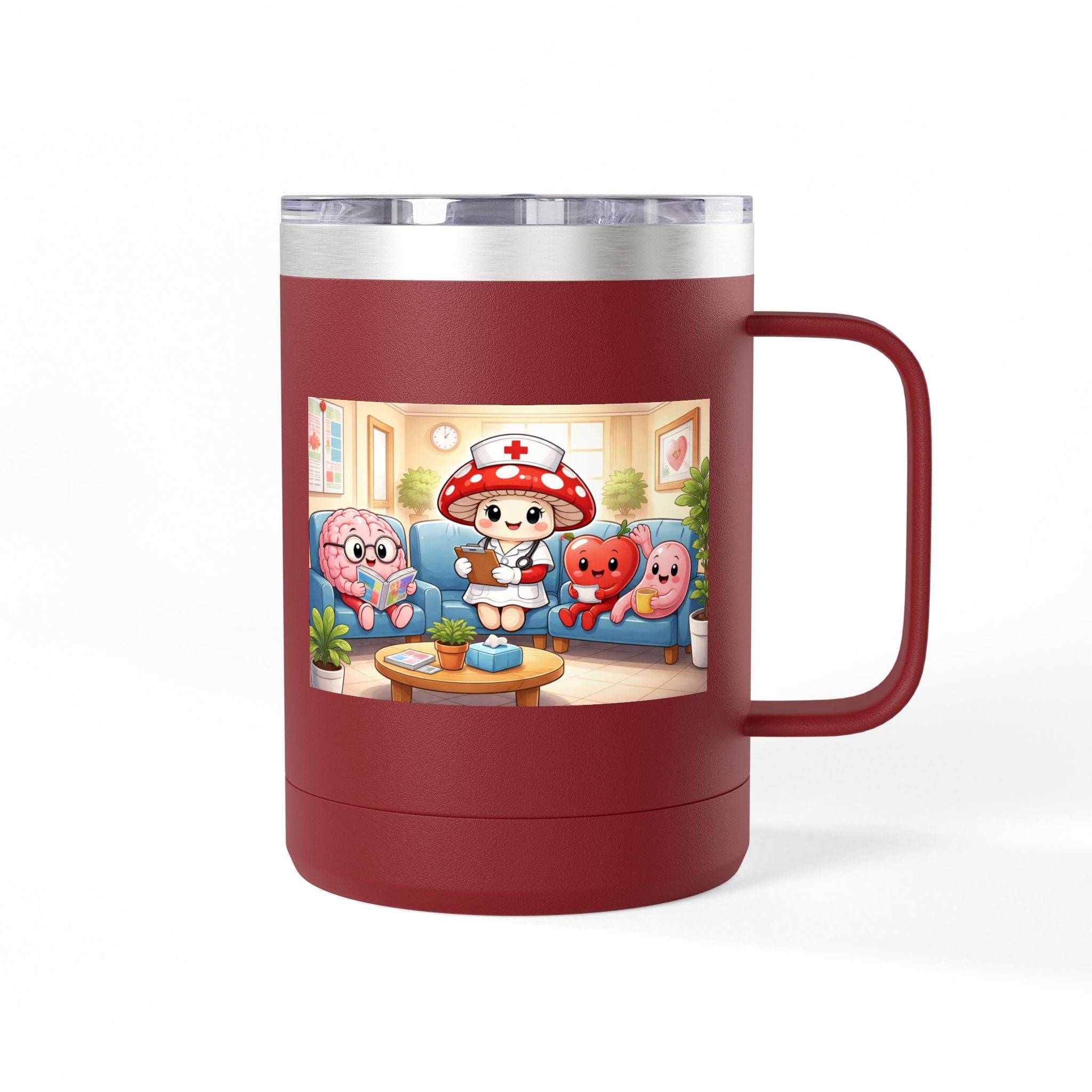 Cute Nurse Mushroom with Heart Friends Coffee Tumbler